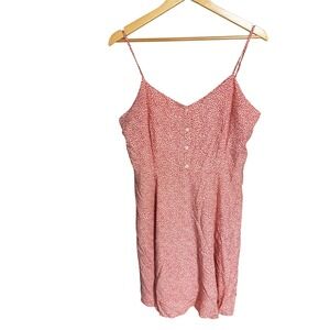 Gap Red Ditsy Floral Cami Mini Dress Womens Size 14 Smocked Back Button Front